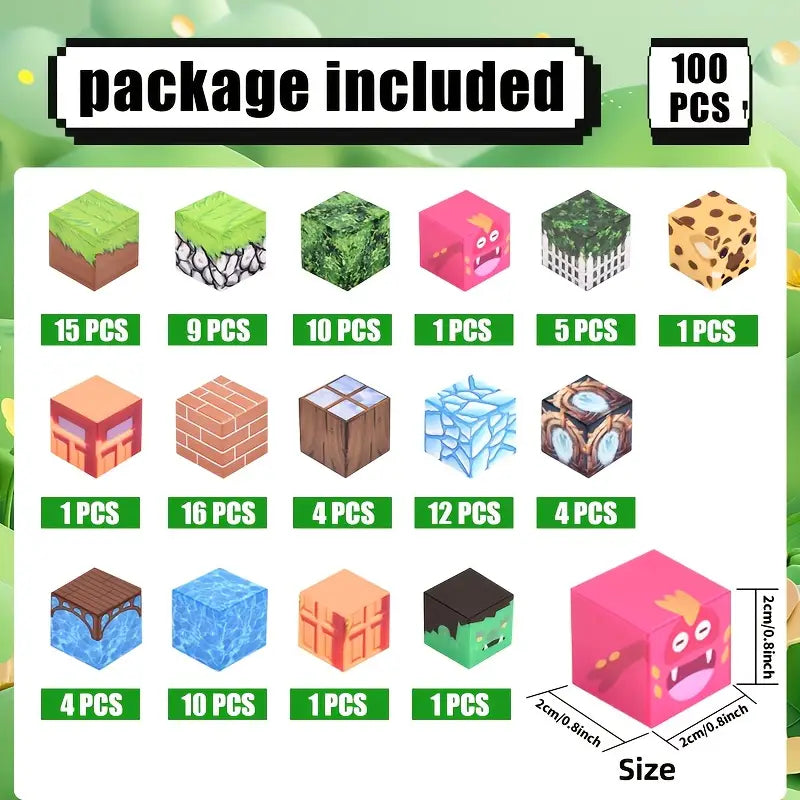 100pcs Magnetic Building Blocks Set with Storage Bag