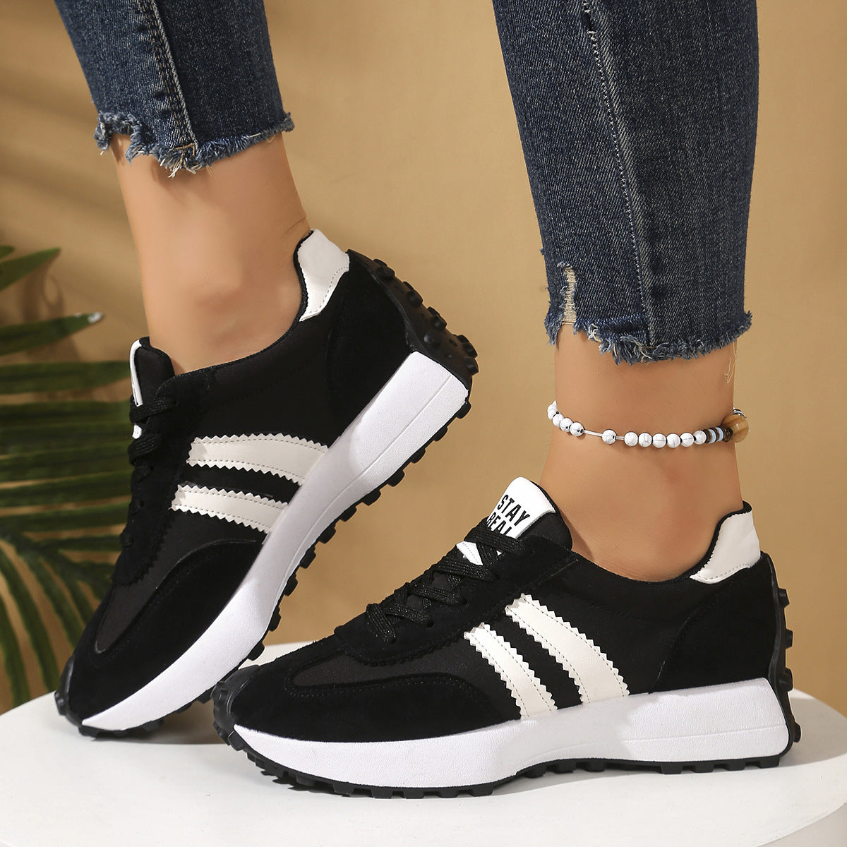 Stripe Lace-up Women's Trainers