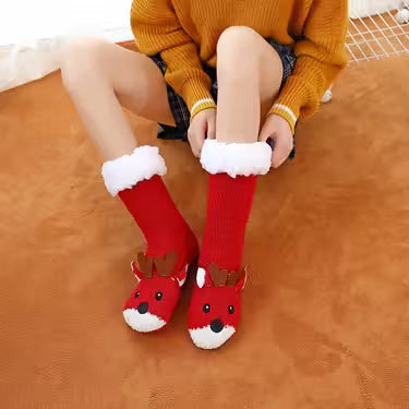 1 Pair Women'S Plush Fleece-Lined Winter Socks