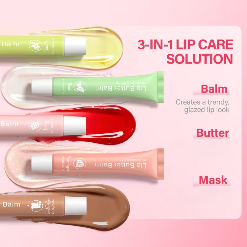 5pcs Lip Butter Balm + Lip Gloss Set