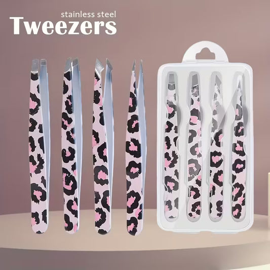 Wild Leopard Print Eyebrow Tweezers Set