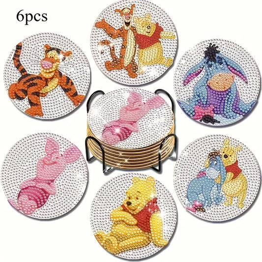 6pcs Disney Winnie the Pooh DIY Diamond Painting Coaster Set