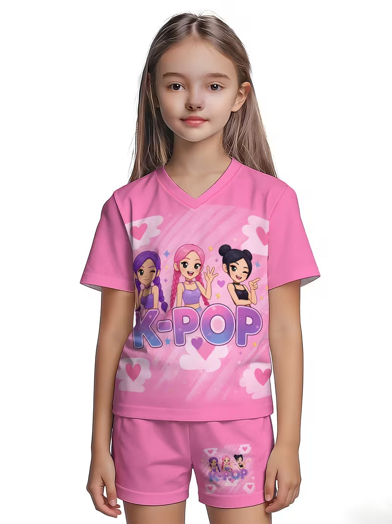 "K-POP" Dazzling Print Comfortable Two-Piece Set