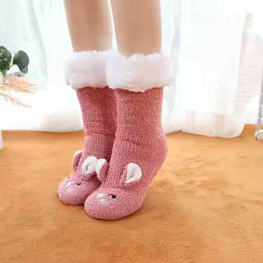 1 Pair Women'S Plush Fleece-Lined Winter Socks