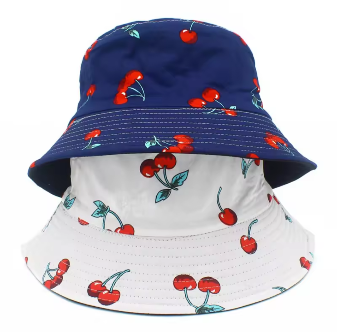 Girls Cherry Print Bucket Hat