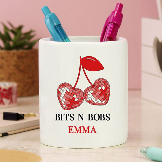 Personalised Cherry Make Up Brush Holder