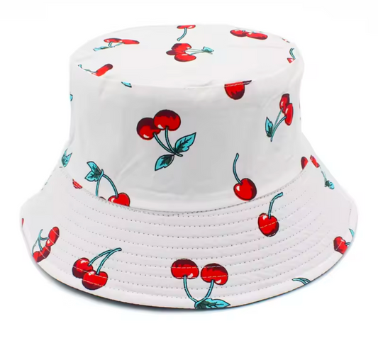 Girls Cherry Print Bucket Hat