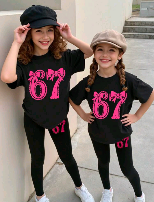 2pc Girls 6 7 Leggings and Top Set