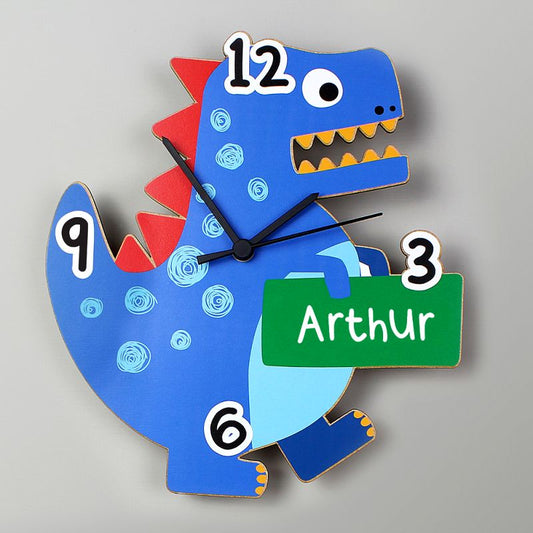Personalised Dinosaur Shape Wooden Clock
