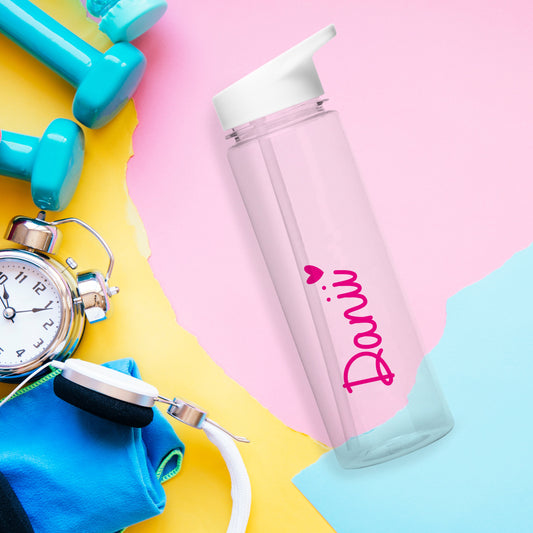 Personalised Pink Heart Name Only Island Water Bottle